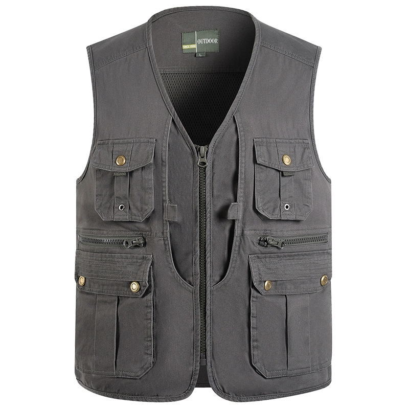 Cremallera de algodón multi-Bolsillo #15-gris oscuro