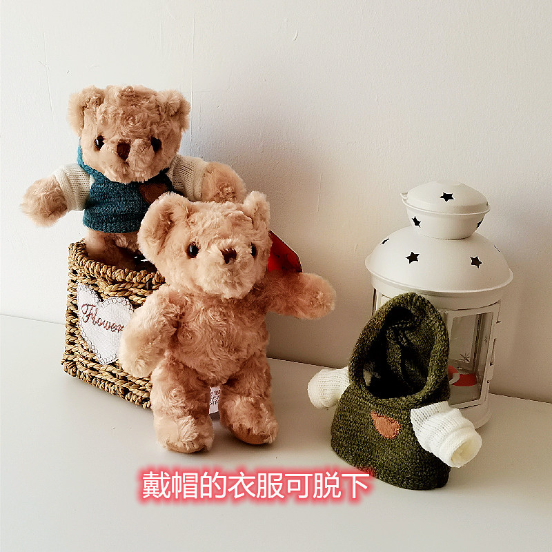 Suéter oso de peluche muñeca abrazo oso con capucha oso muñeca peluche juguete niños Ragdoll cumpleaños regalo lote