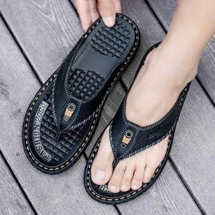 Flip-Flops Men's Non-Slip Waterproof Summer New Men's Outdoor Personalized Beach Leather Sandals Men's Trendy Outer Wear