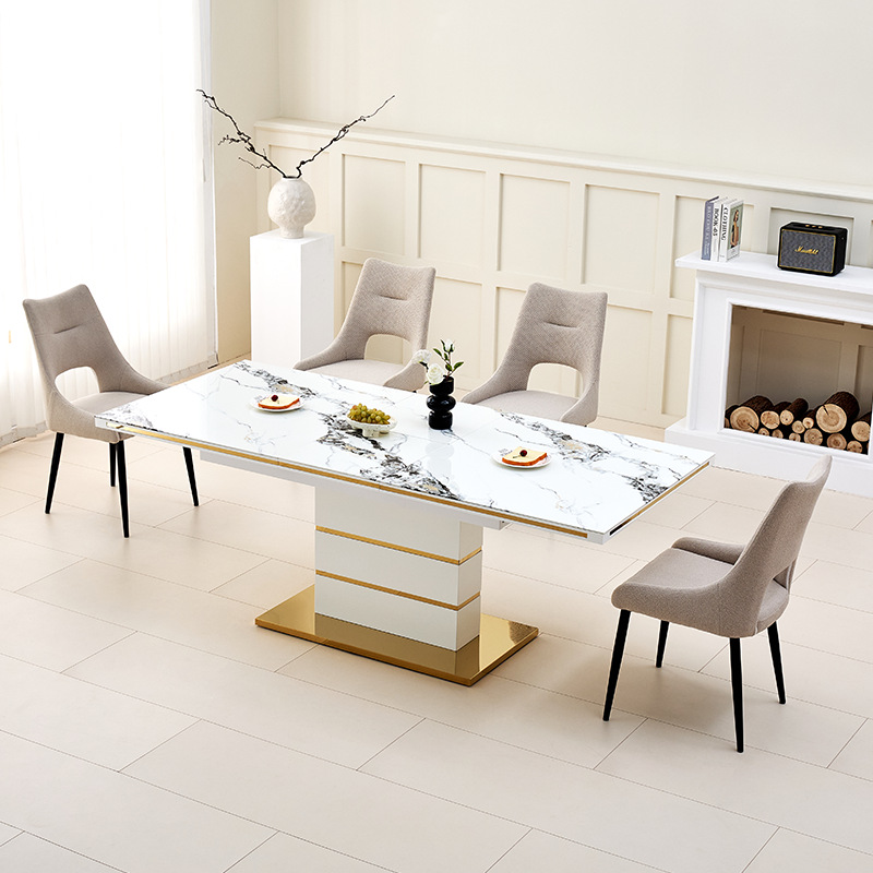mesa de comedor plegable mesa de vidrio de granito mesa de comedor plegable telescópica mesa de lujo ligera MDF