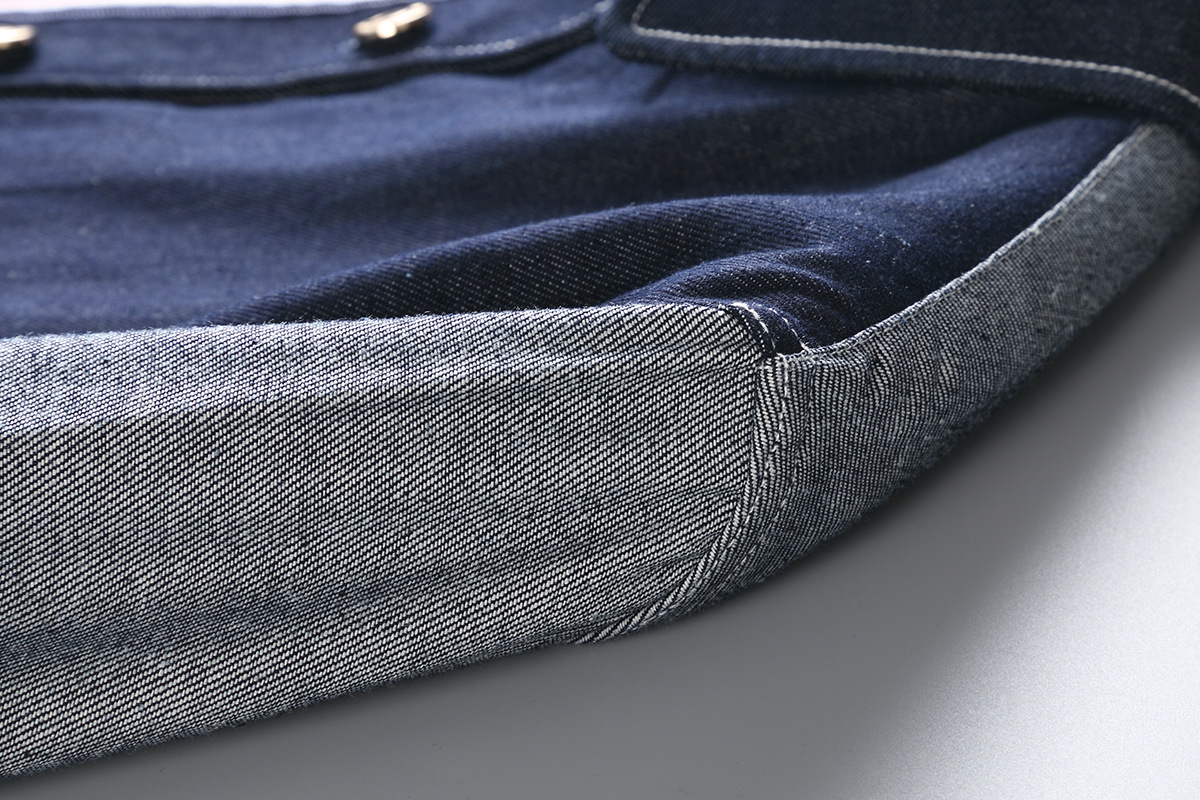 Vintage Wide-fit Patchwork Denim Shirt For Men Double Sleeve Ribbon_voghion.com