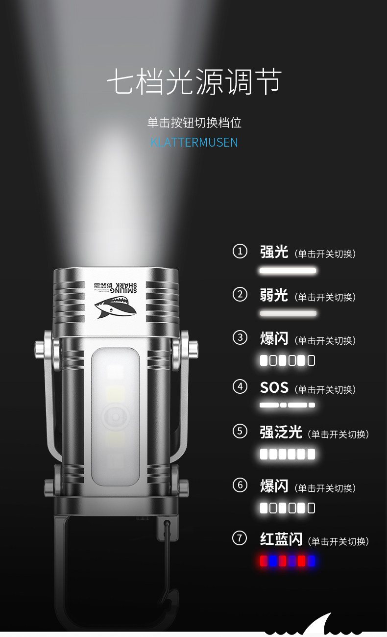 Mountaineering Night Climbing Light, Strong Light, Super Bright Flashlight, Rechargeable Outdoor Portable Night Running Warning Led Key Light