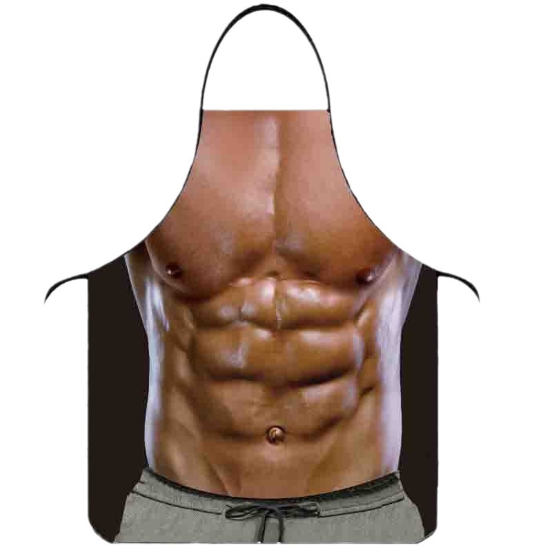 Personalidad divertida delantal creativo músculo delantal masculino bikini serie de dibujos animados pareja delantal entrega de una pieza