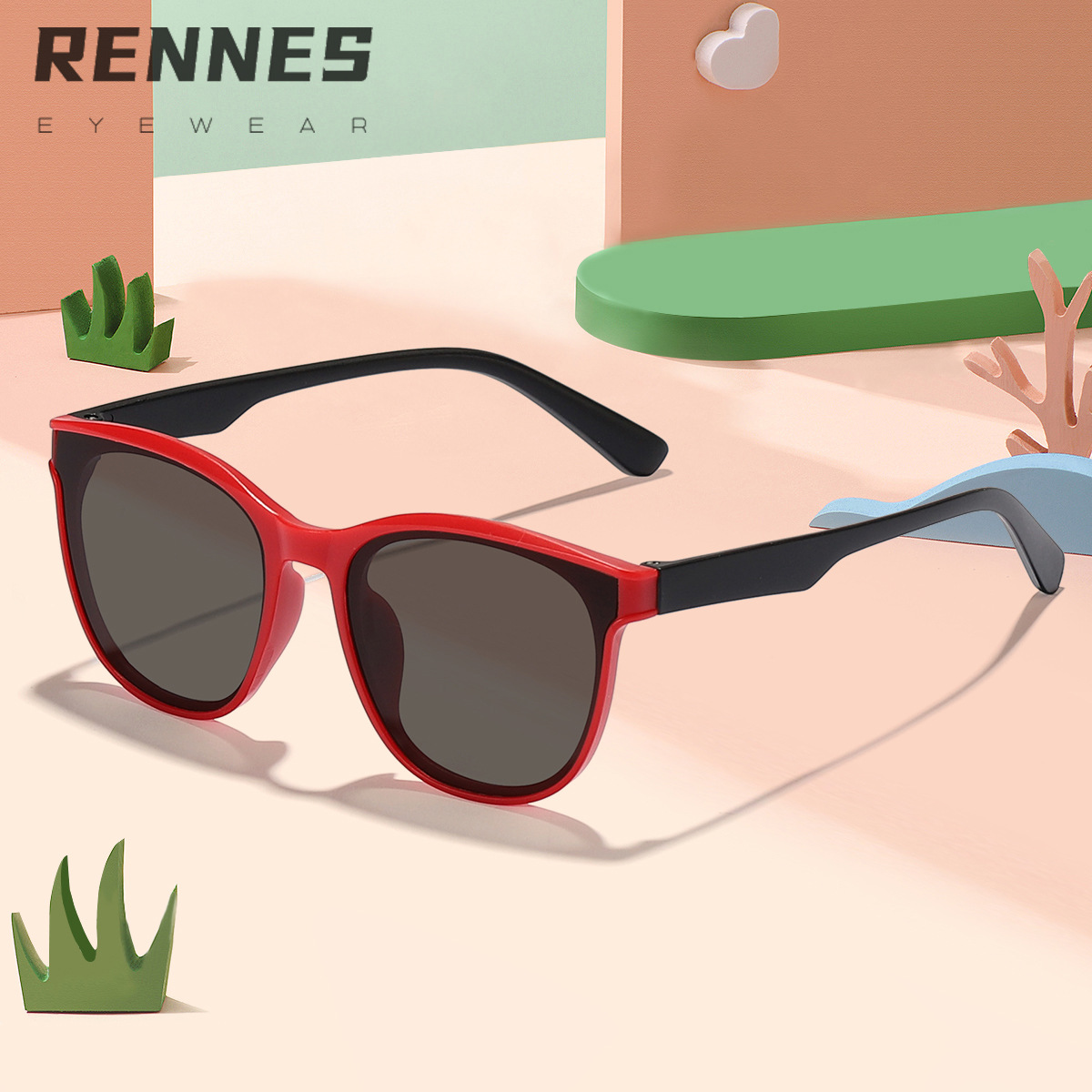 Cross-border children's new wholesale color-blocked square round personalized trendy fashion sunglasses outdoor essential sun glasses