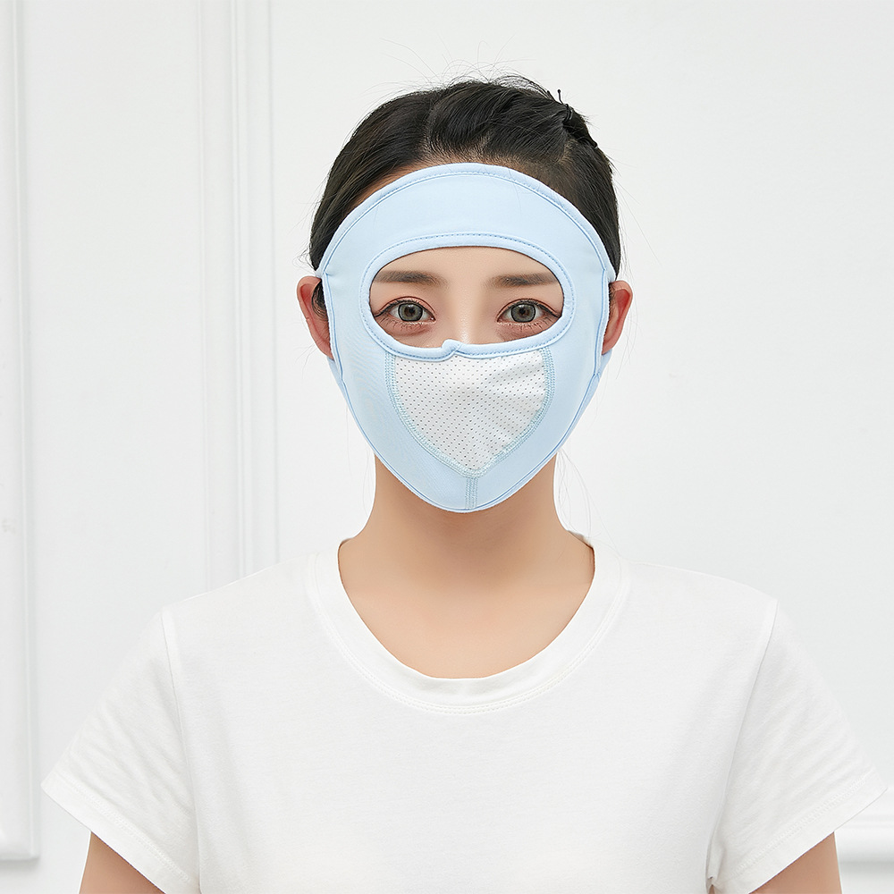 騎車開車全包防曬頭套冰絲夏季薄款挂耳式防曬口罩耳罩廠家批發