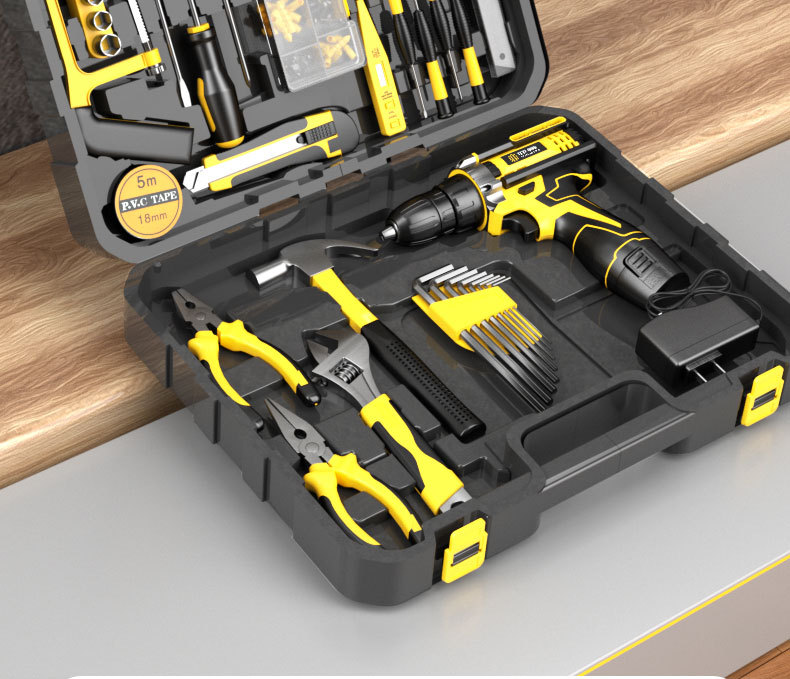 Cross-border Hot-selling Household Personal Use Repair Manual Multifunctional Multi-piece Set Deluxe Edition 12V Lithium Electric Drill Kit