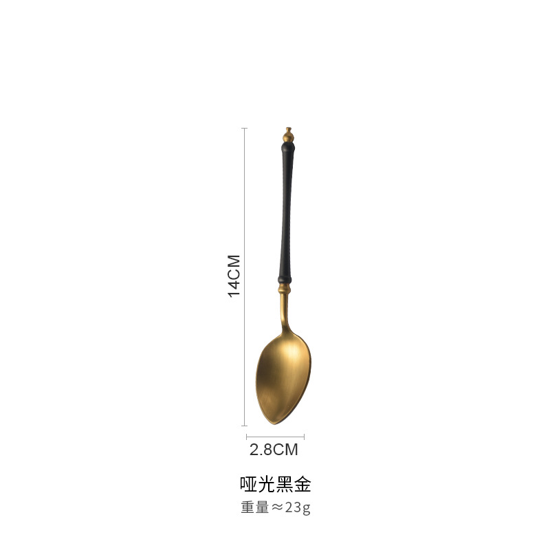 매트 블랙 골드 티 스푼