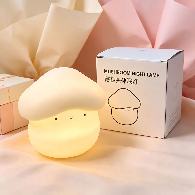 Mushroom Night Lamp - Healing Cartoon Design Rechargeable Night Light for Cross-Border Sales