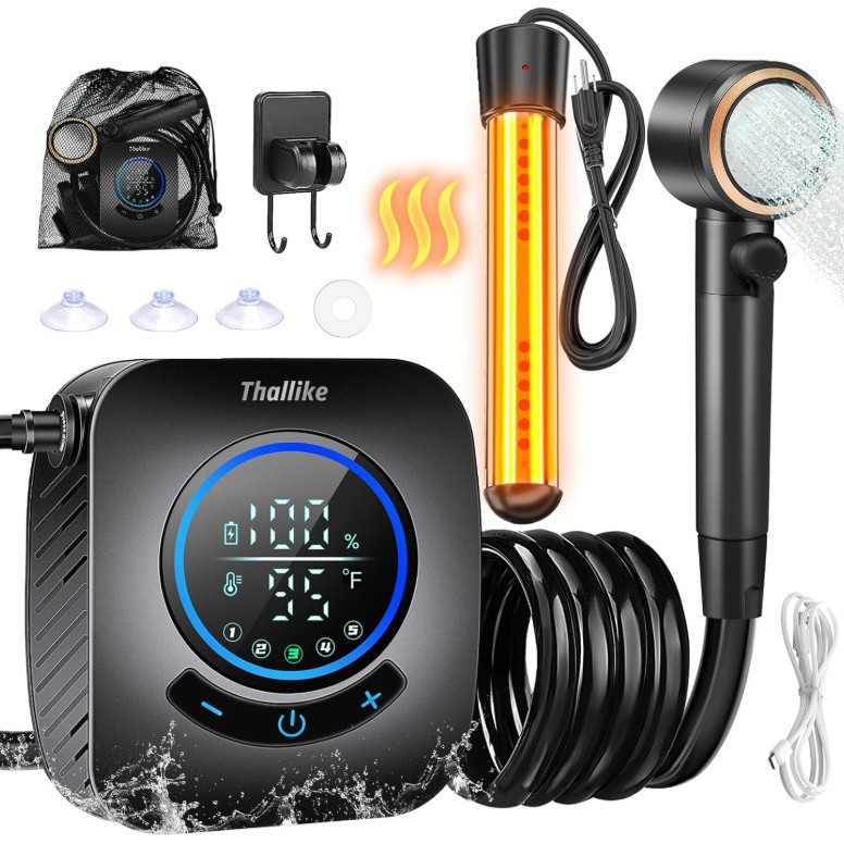 【HW-01-2】새롭게 업그레이드된 휴대용 샤워기 8000MA + 욕조 + 미국 규격 히팅봉