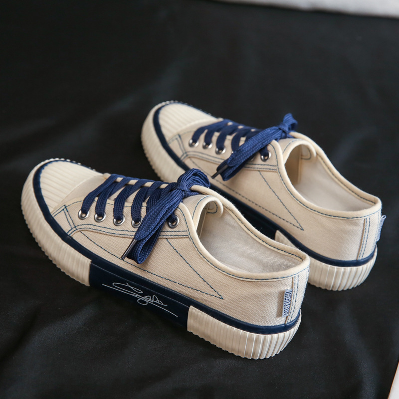 Zapatillas de Lona Estilo Coreano Primavera 2024, Zapatillas Bajas para Mujer, Zapatillas Informales Retro de Tela, Zapatillas Vulcanizadas de Goma F110