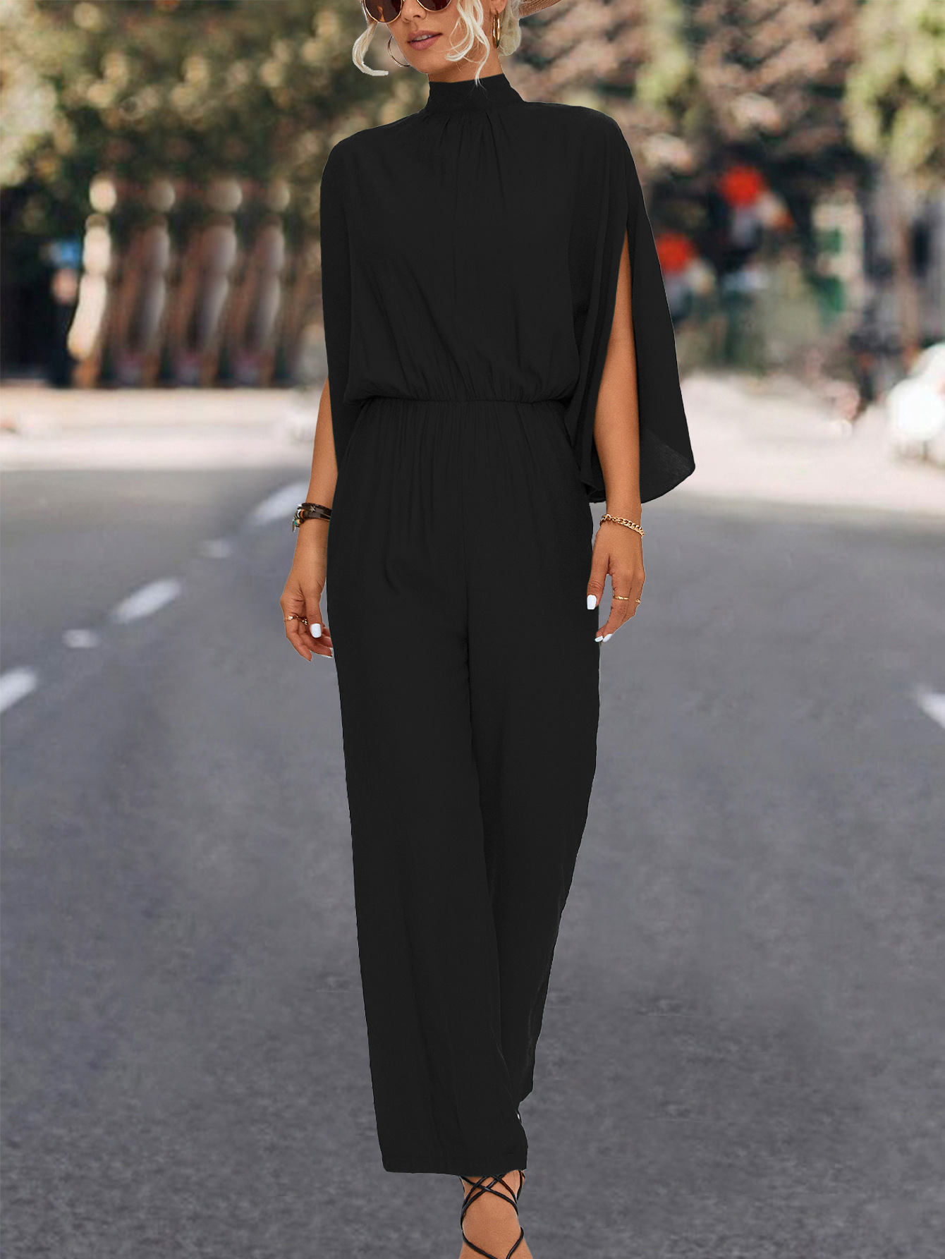 Spring Summer Women Clothing Stand Collar Jumpsuit