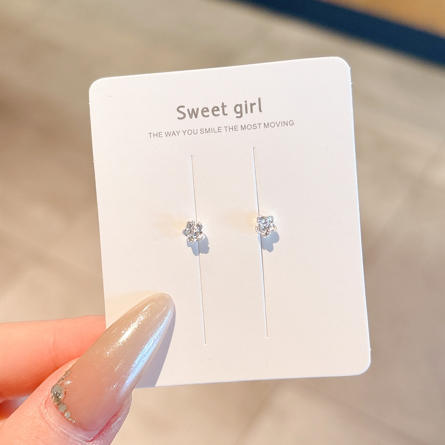 7#작은 귀걸이 - 실버 플라워