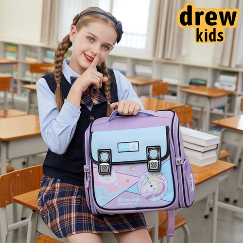 New cartoon anime fashionable primary school students horizontal one-piece back-to-school posture support backpack for children, large capacity double shoulder bag