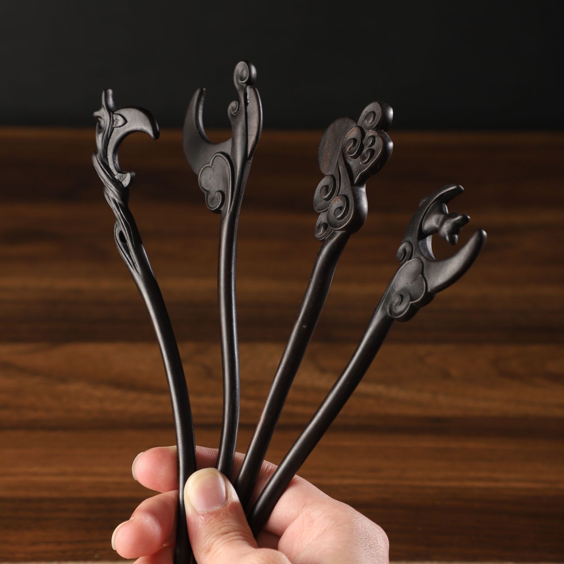 Ancient Fairy Black Sandalwood Purple Light Sandalwood Thick Ancient Style Simple Braided Hair Pin Hair Pin Hanfu Hair Accessory Hair Barrettes Tourism Wholesale