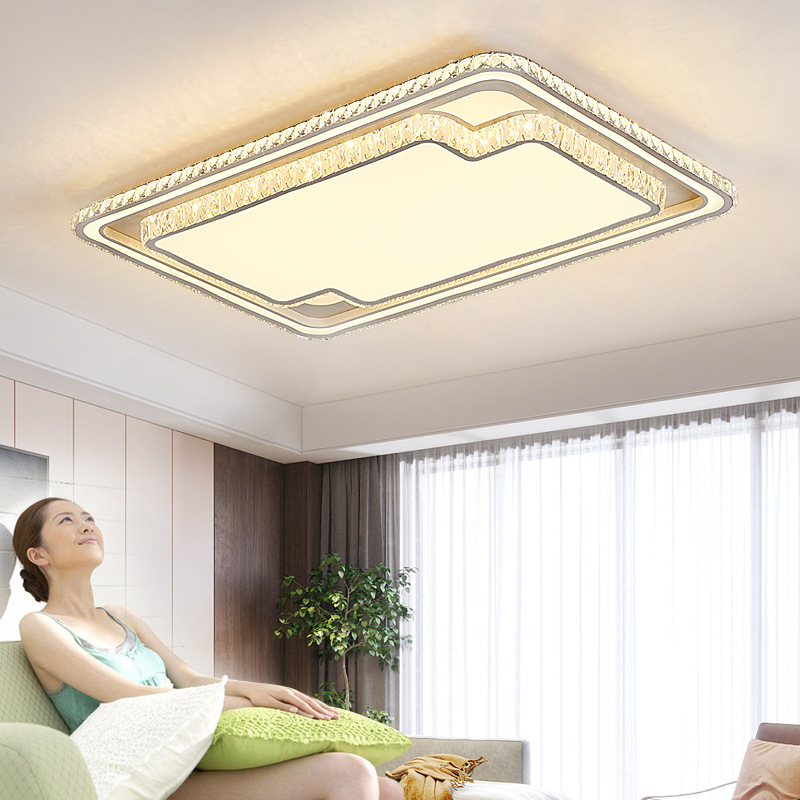LED客厅灯现代简约家用2021新款长方形水晶吸顶灯 全屋套餐组合灯