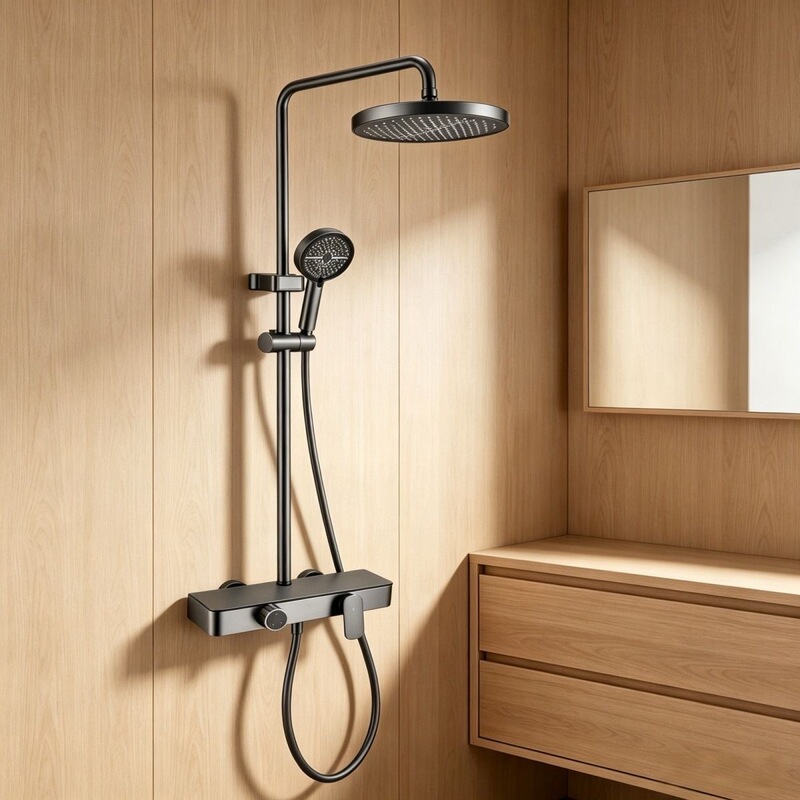 Shower Head Gun Gray All-Copper Waterfall Pressurized Shower Set for Home Bathroom Rain Showerhead Mixing Valve Shower Head Gun Gray All-Copper Waterfall Pressurized Shower Set for Home Bathroom Rain Showerhead Mixing Valve
