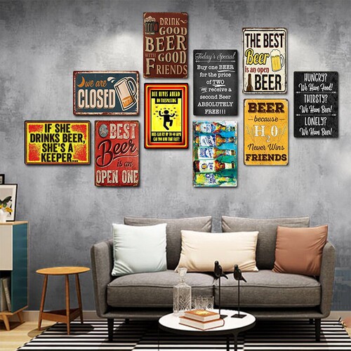 Retro Tin Metal Decor Wall Decor Home Accents Specialty Wall Plaque