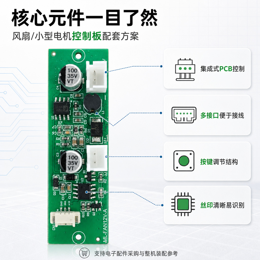 Small Motor Control Module 12V Fan Pcb Board with Onboard Chip Driver Circuit DIY Electronic Production Accessory