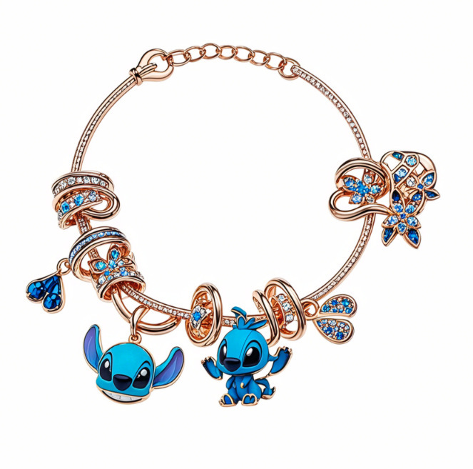 Cross-border European and American Hot-selling Cartoon Animation Cute Stiller Blue Diamond Bracelet Panjia Drop Oil Charm Jewelry Cross-border European and American Hot-selling Cartoon Animation Cute Stiller Blue Diamond Bracelet Panjia Drop Oil Charm Jewelry