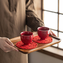 陶瓷复古主人杯泡茶杯个人杯茶盏茶室品茗杯结婚红色喜庆敬茶杯子