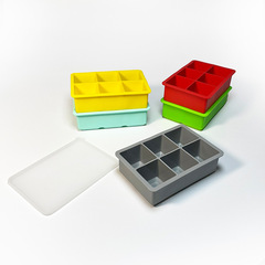 Cross-border best-selling 6-grid silicone ice cube tray food-grade with lid 6-grid ice cube mold whiskey ice storage tray ice cube tray