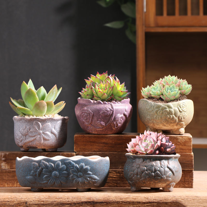 Fragancia oscura flotante suculenta olla de cerámica especial grande tamaño pequeño carne hogar arcilla suculenta maceta fábrica directa al por mayor