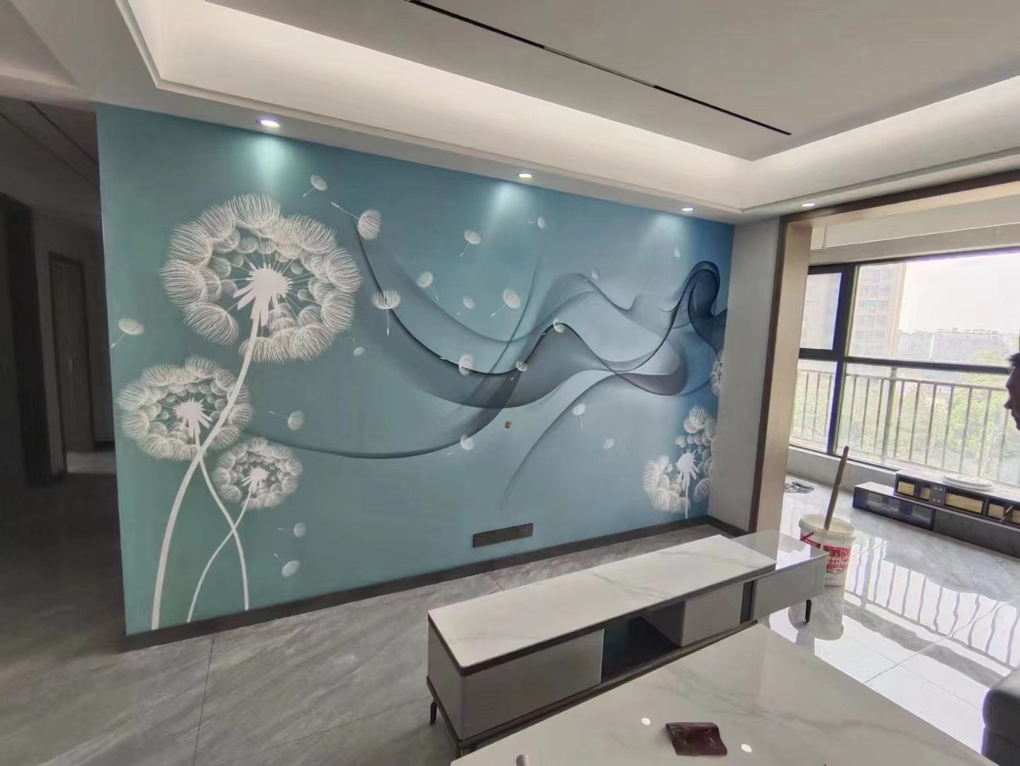 现代简约烟雾花朵