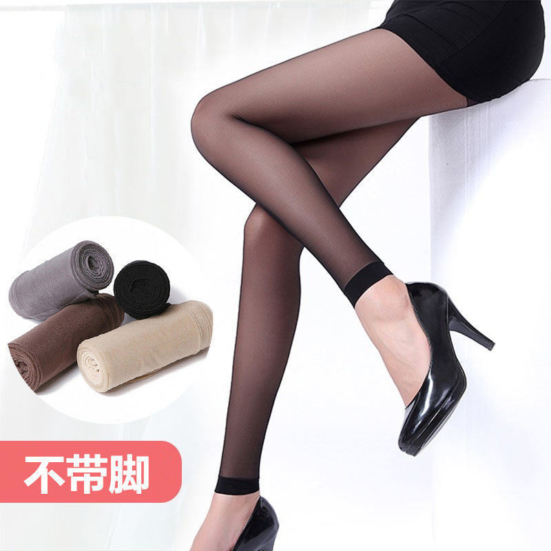 Nine-Point Leggings, Summer Style Silk Stockings for Women, Black and Flesh-Colored, Anti-Snag, Footless, Slimming, Ultra-Thin for Outerwear