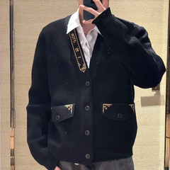 天花板毒家版本原标驴家王嘉尔同款金丝刺绣提花针织开衫毛衣男女