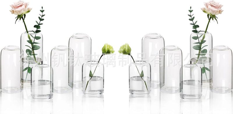 亚马逊同款花瓶高硼硅直筒花瓶桌面装饰布置氛围感客厅入户门摆件|undefined