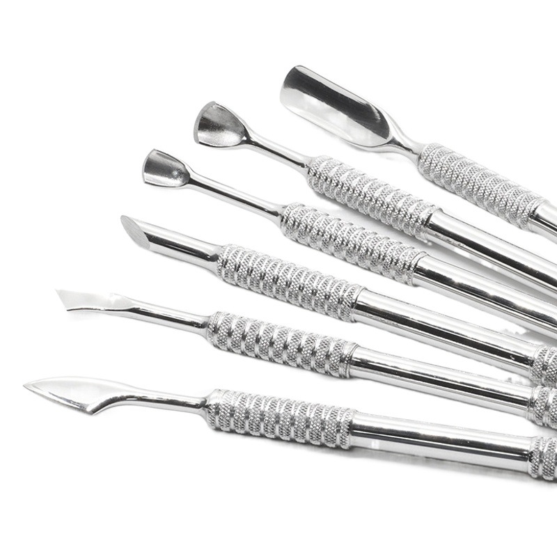 in stock wholesale Ukrainian dead skin steel push Russian double-headed steel push to remove nail polish glue to remove nail polish planing nail art tool