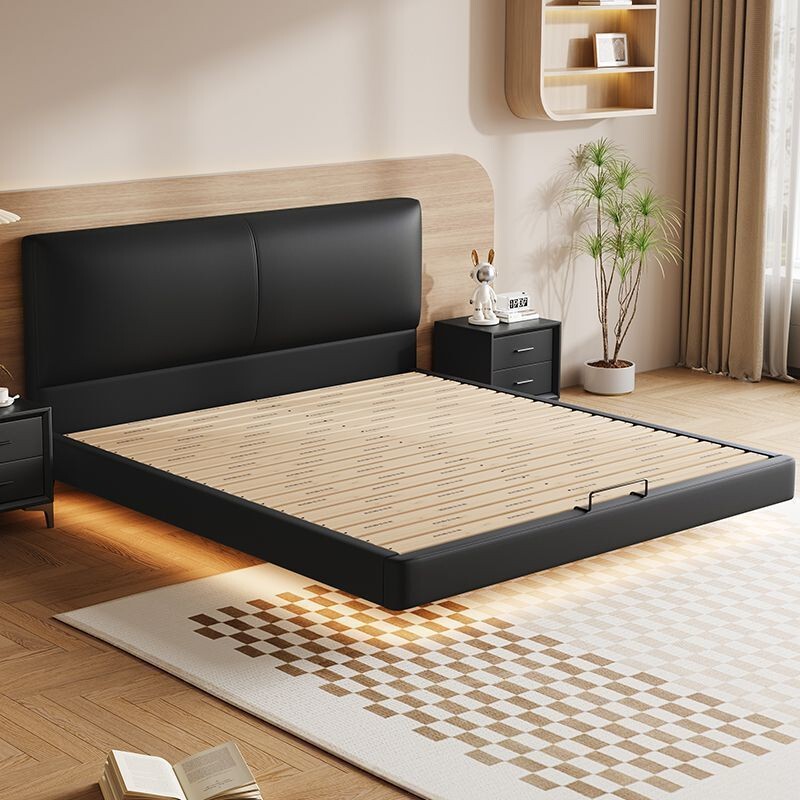 All Solid Wood Thin Bedside Suspended Bed Master Bedroom齐边 Double Bed Modern Simple Cream Style Silent Bed All Solid Wood Thin Bedside Suspended Bed Master Bedroom齐边 Double Bed Modern Simple Cream Style Silent Bed