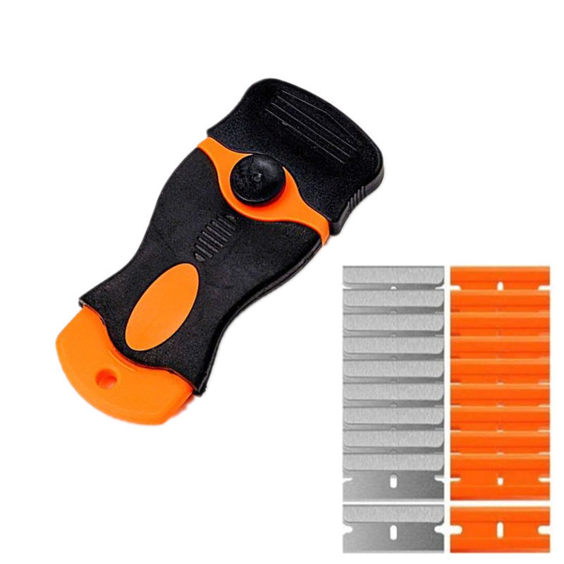 Cuchilla de limpieza multifunción raspador de eliminación de pegamento de doble cabeza eliminación de pegamento pequeña cuchilla herramienta de película de coche raspador de descontaminación de cocina