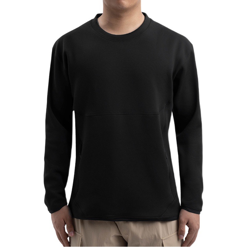 Niaojia, camiseta de manga larga con cuello redondo para hombre y mujer, ropa de abrigo informal y versátil, sudadera ajustada de color sólido para hombre, para otoño e invierno