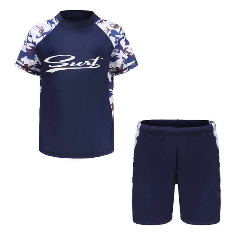 Professional Quick Dry Two Piece Swimsuit For Older Boys_voghion.com