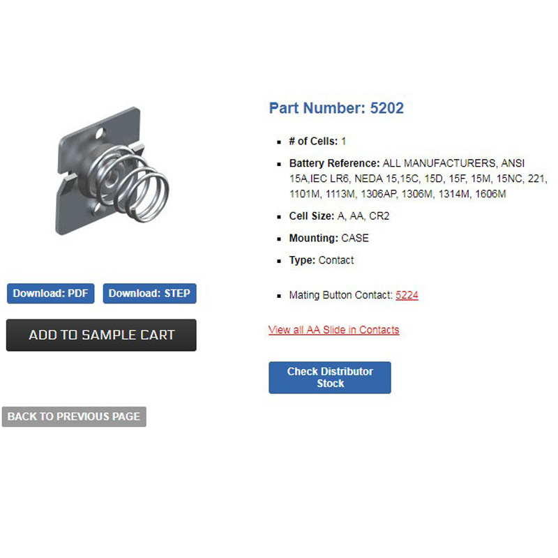 KEYSTONE ELECTRONICS  5202 AA 电池弹簧片电池扣电池接触片