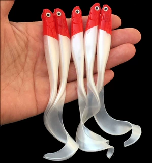 路亚假饵 3D卷尾红头软鱼 腹部开钩槽6.5g软饵假饵仿生鱼饵渔具