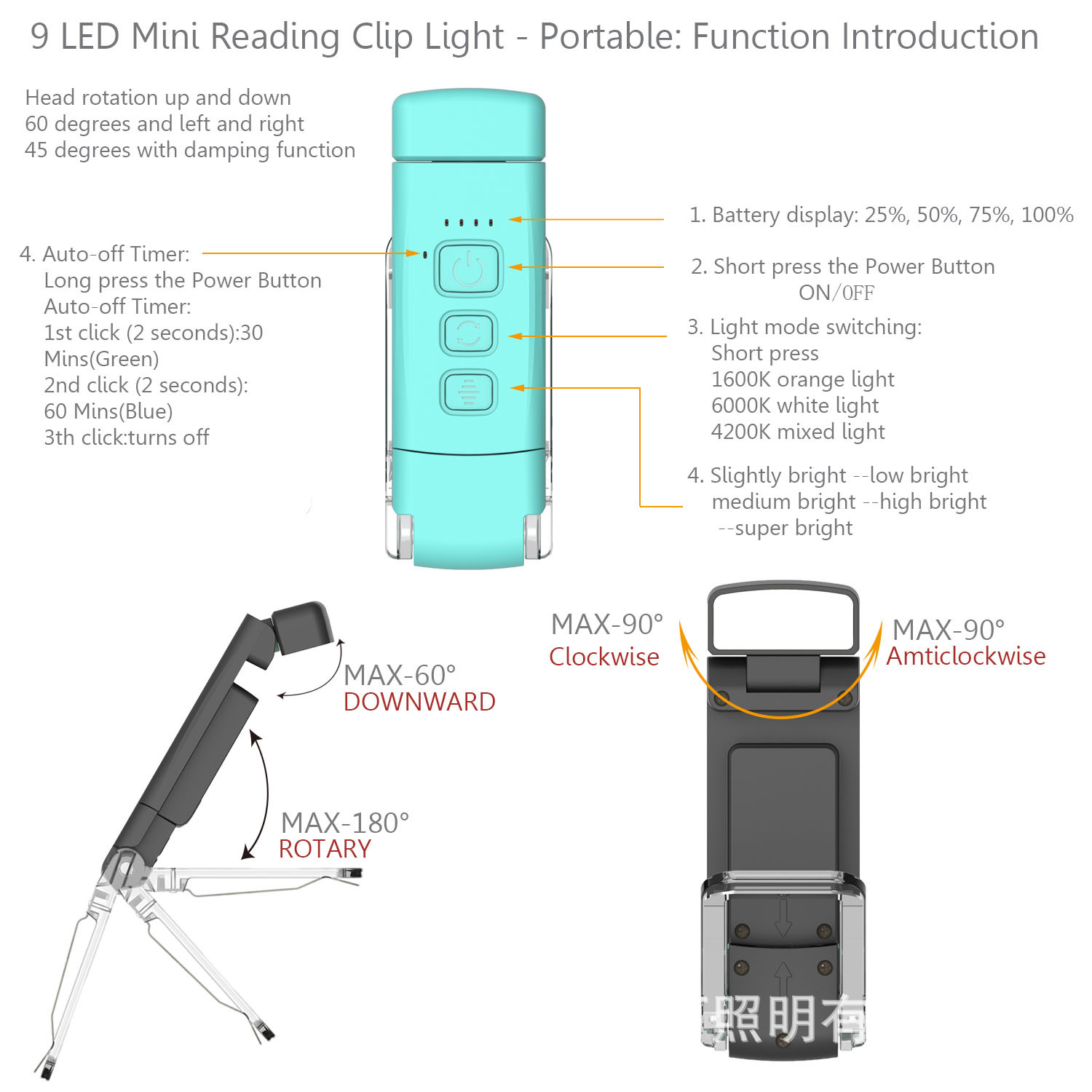Nuevo clip de lectura luz clip de libro lámpara de mesa música puntuación luz de lectura tarjeta luz usb luz de noche luz de marcador luz