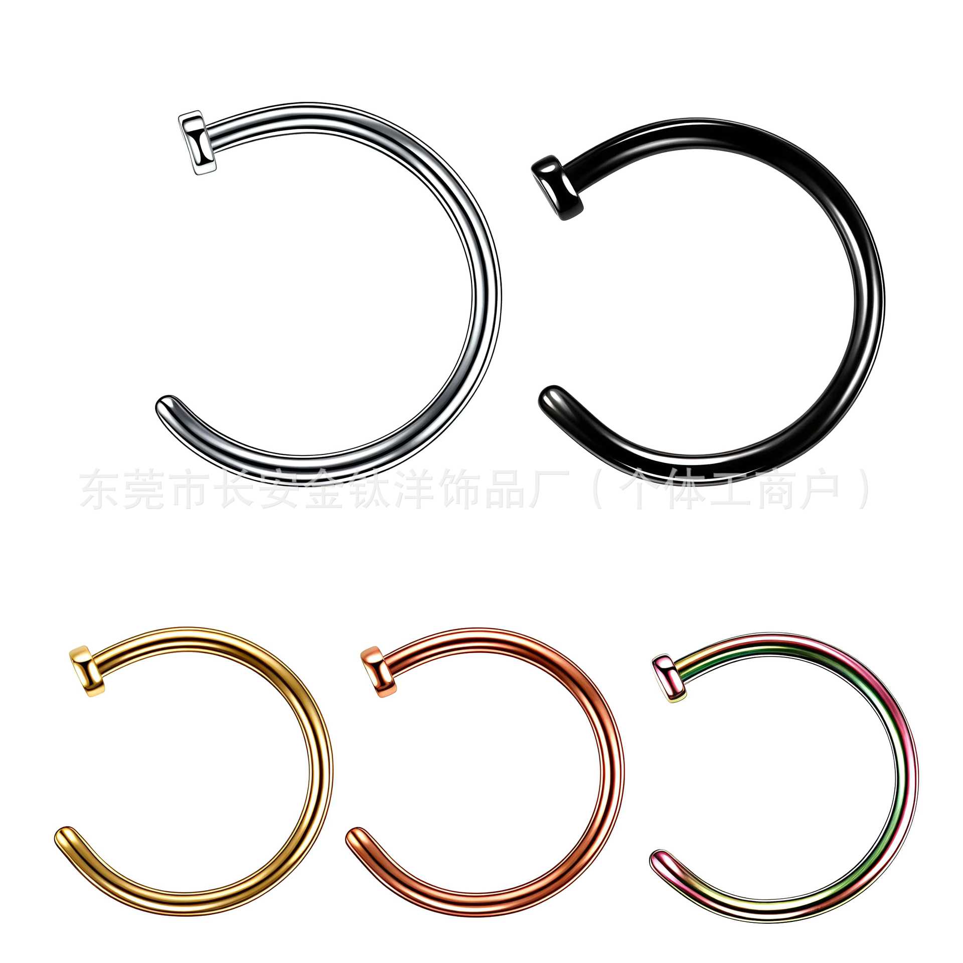 F136 Titanium 0.8x10x2mm C-Type Fake Nose Ring Nasal Septum Piercing Jewelry Non-Porous detail image 7