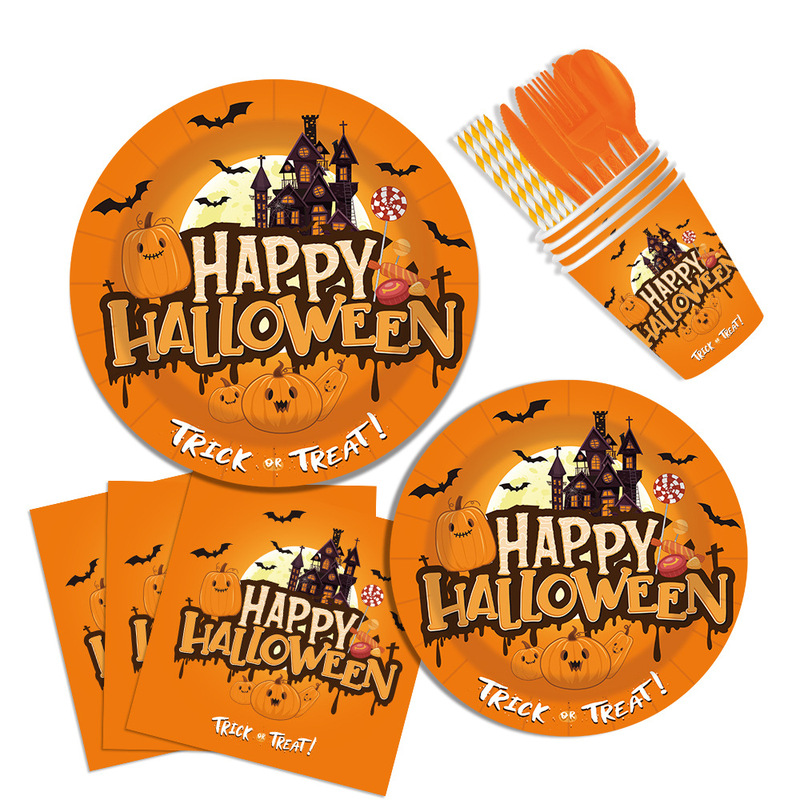 ハロウィンパーティー用品ハロウィン城紙コッププレート紙食器テーブルクロスバナーレイアウトセット卸売|undefined