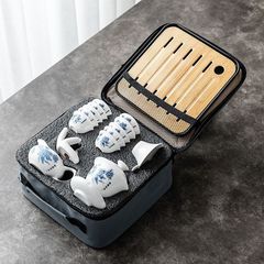 旅行功夫茶具旅行套装便携式陶瓷简约盖碗茶具全套旅行包露营茶具
