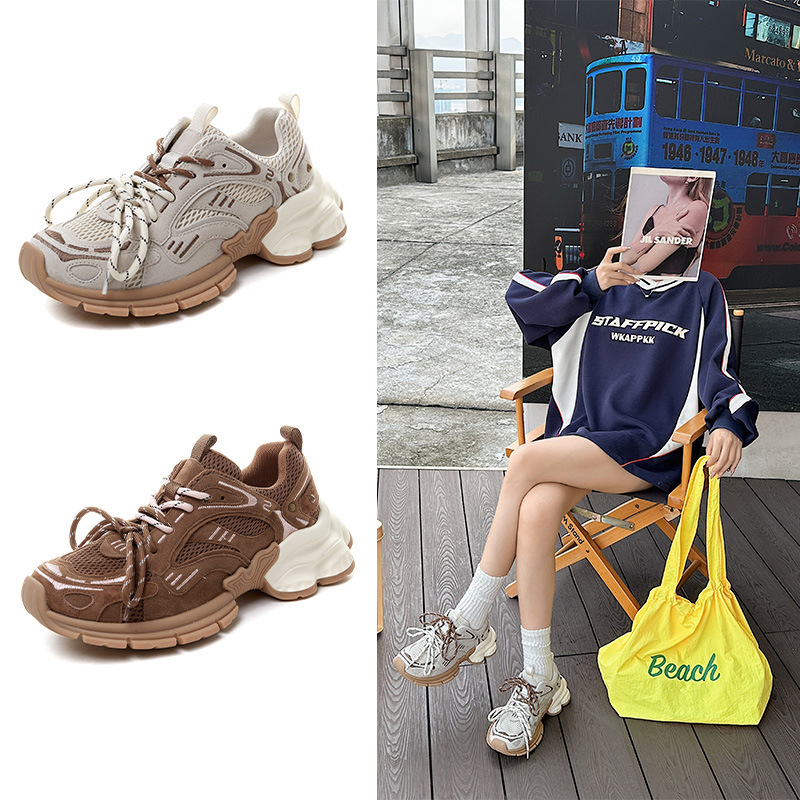 Autumn New Genuine Leather Double Lace Thick Sole Increased Color…