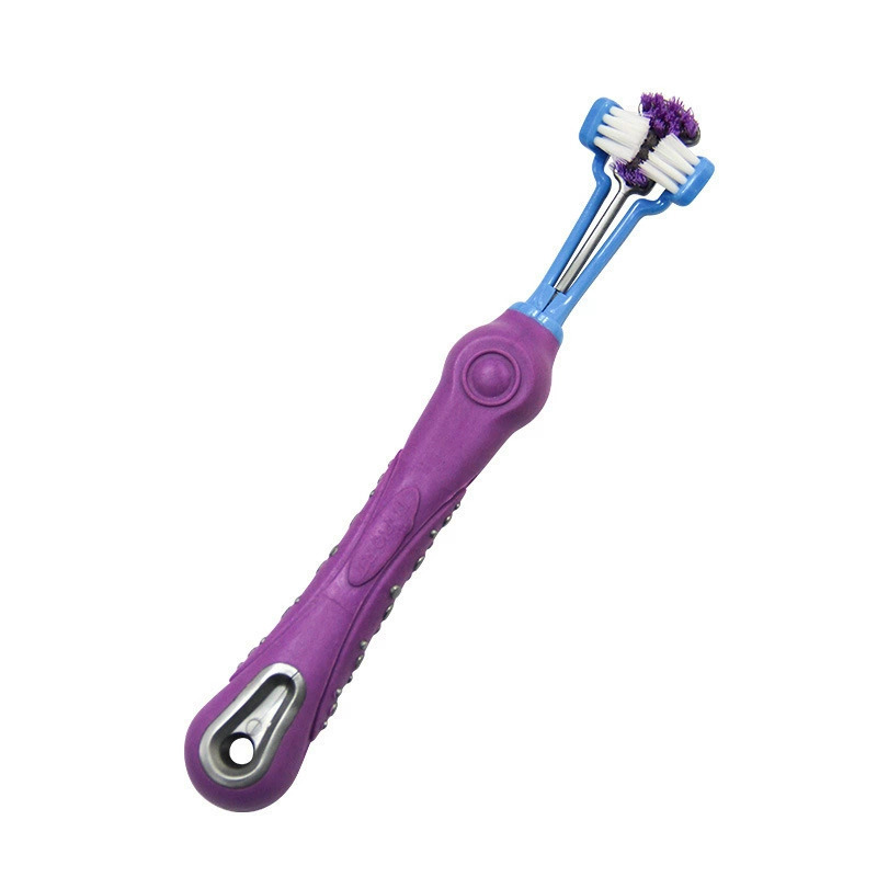 Productos para mascotas de explosión transfronteriza cepillo de dientes de tres extremos cepillo de dientes tridimensional cepillo de dientes multiángulo cepillo de dientes oral para perros y gatos image 9