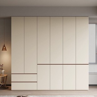 Modern Solid Wood Wardrobe Bedroom Home Wardrobe Light Luxury Cabinet Combination Storage Cabinet One Door to Top Storage Large Wardrobe