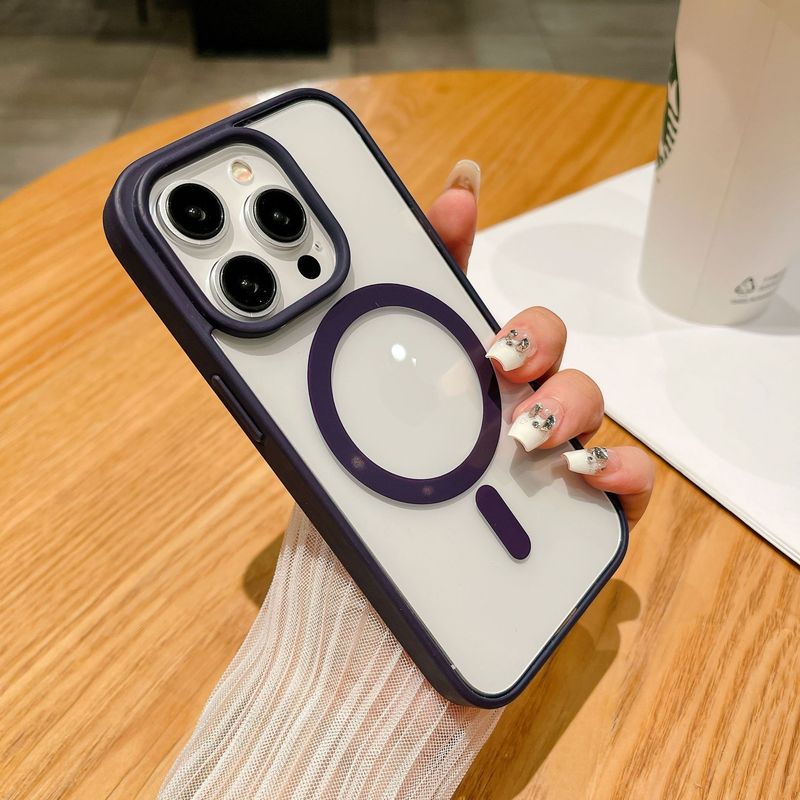马卡龙硅胶磁吸苹果16pro透明手机硬壳iphone17亚克力磨砂保护套|undefined