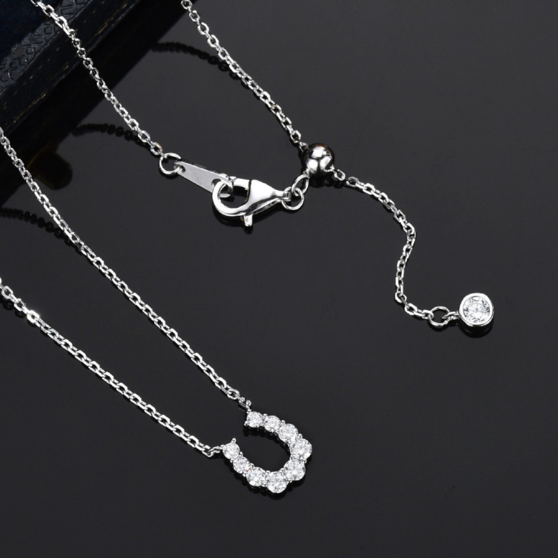 Moissanite S925 Sterling Silver Necklace for Women, Small Horseshoe Design, Light Luxury Style, European and American Live Broadcast, Cross-Border Factory Wholesale and Dropshipping