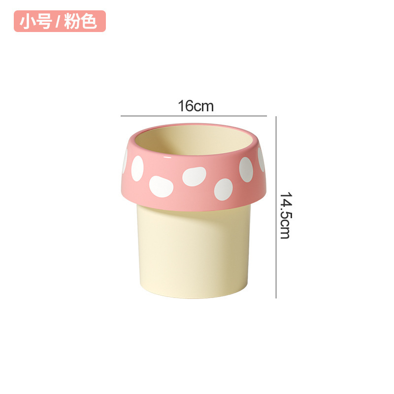 デスクトップゴミ箱、家庭用高価値収納バケツ、創造的な小さなキノコの形をした漫画の蓋なしの大容量衛生バケツ|undefined