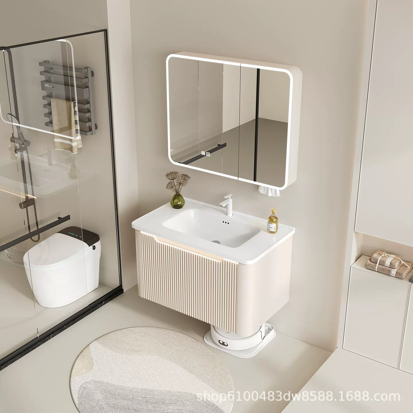 哇噢加厚蜂窝铝浴室柜一体盆陶瓷洗脸盆卫生间洗手盆柜组合洗漱台