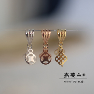 Pure G18K real gold Jade clip Jade beeswax front and back vertical hole melon seed buckle jade pendant button buckle buckle buckle fitting