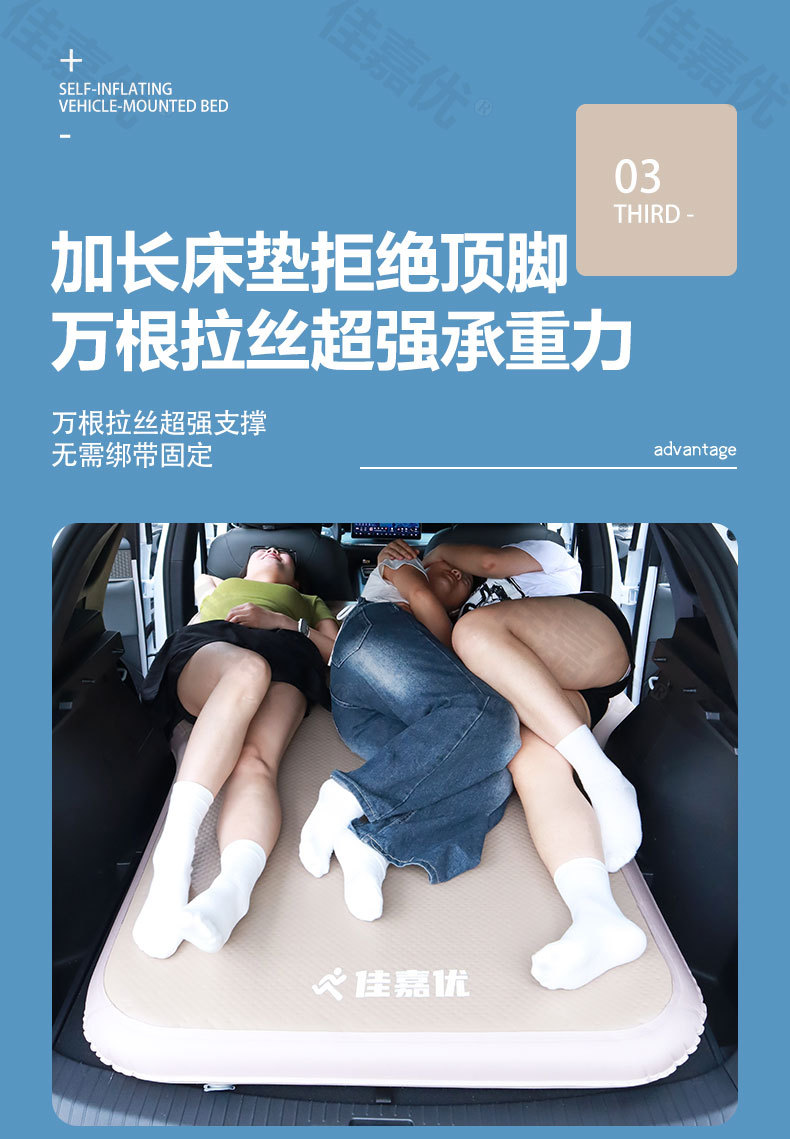 Tesla Model Y Brushed Inflatable Mattress Car Rear Trunk Sleeping Pad Cloud Thick Mattress Inflatable Air Bed